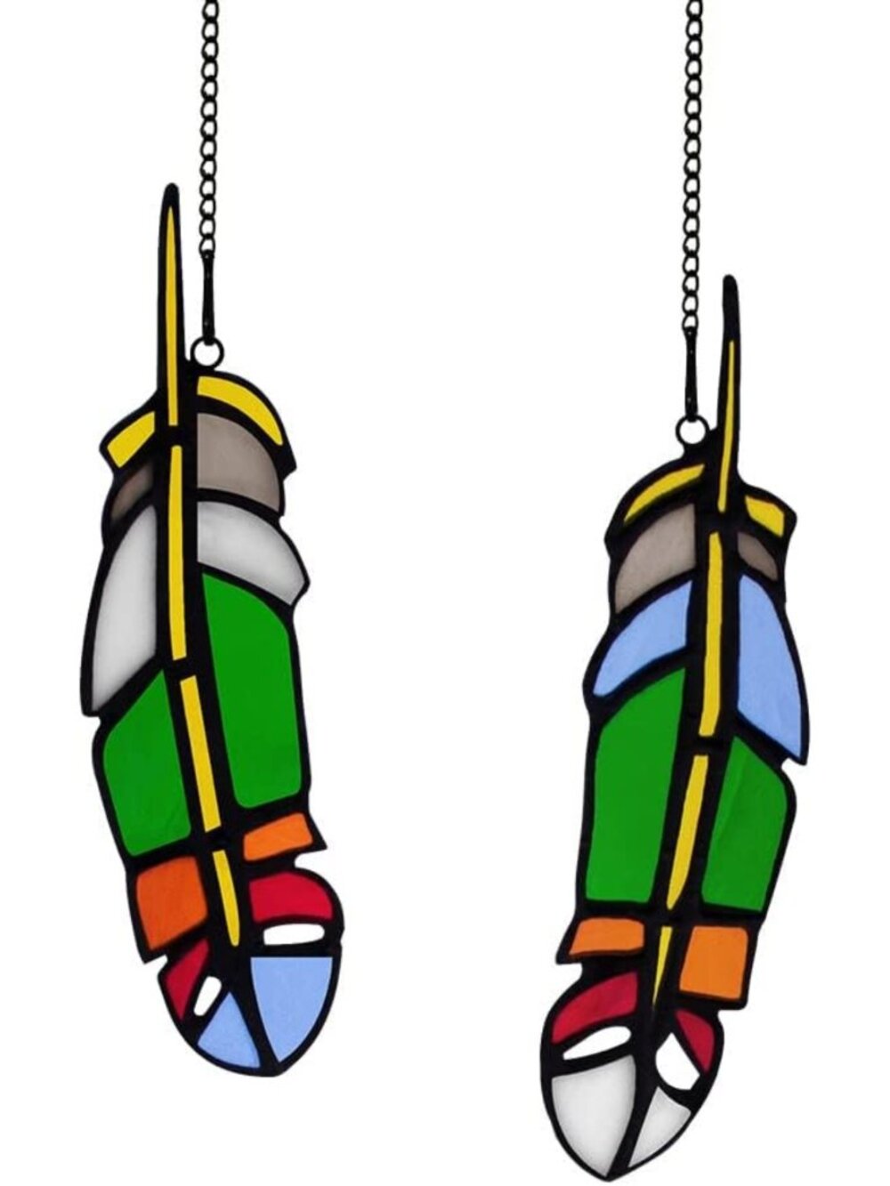 Feather Stained Glass Suncatchers - Boho Window Decor, 2PCS Gift for Mom